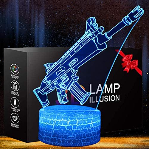 Battle Bus Game 3D Lamp Mood Lamp RGB 7 Color Light Hot Air Balloon Night Light for Birthday Holiday Decor Gift (Crack Scar)