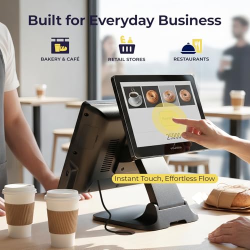 Volcora Retail and Restaurant POS Terminal Machine for Small Business, Point of Sale Cash Register with Windows 11 Professional, CPU Intel Processor N97, 15.6” &11.6” Dual Touch Screen, Hardware Only - Thumbnail 6