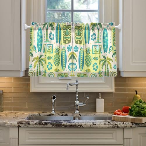 Cortinas cortas exóticas de dos paneles para ventanas pequeñas de cocina y baño 6