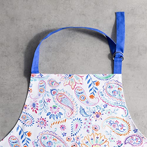 Maison D' Hermine AP146AA01 Apron 27.50 Inchx31.50 Inch 100% Cotton 1 Piece Adjustable Neck Strap Cloth Apron With Center Pocket & Long Ties For Mother'S Day Gifts Women Men Chef, Indian Floral thumb #1