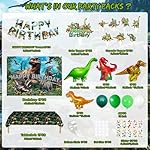 Dinosaur Birthday Party Decorations Kit for Boys - Dino Party Supplies with Tablecloth, Banner, Backdrop, Cake Topper, Balloons & Stickers for Kids - Image 2