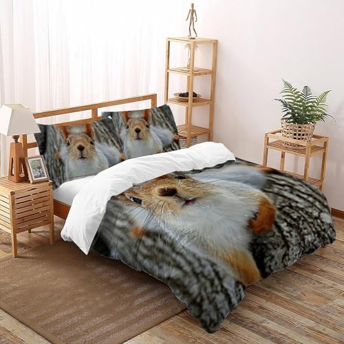 Housse de couette écureuil 220x240 cm en microfibre imprimée 3D