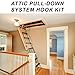 Ladder Pull Down System Kit, Attic Ladder Pull Down System Loft Stair Pull Kit Telescopic Pull Down Rod Up to 59 Inch Extension Pole with Hooks & Screws for Attic Ladder Accessories Tools