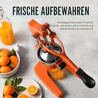 Zulay Kitchen Saftpresse Manuell aus Gusseisen, Saftpresse Orangenpresse Manuell für Zitrusfrüchte, Robuste Obstpresse aus Edelstahl, Cast Iron Juicer, Manual Entsafter für Orangen/Zitronen - Orange – Ansicht 7