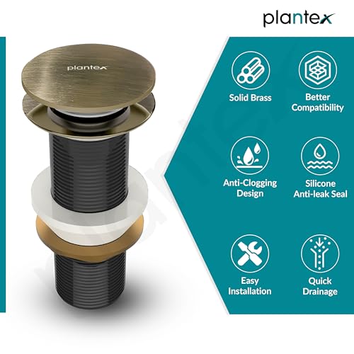Image of Plantex Pure Brass Waste Coupling for Wash Basin /5 inch Drain Out let System Fully Thread Pop up Coupling for Wash Basin (Brass Antique - Pack of 1)