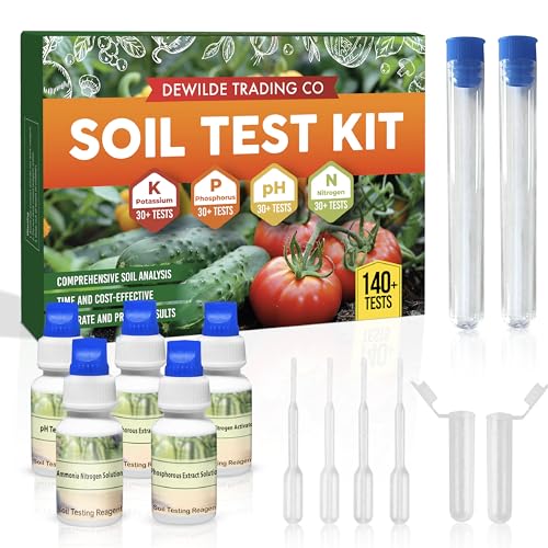 Soil Test Kit -140 Test- 2026 Version- Testing PH Ammonia Nitrogen Phosphorus and Potassium - Tester for Your Vegetable Garden Lawn and Soil
