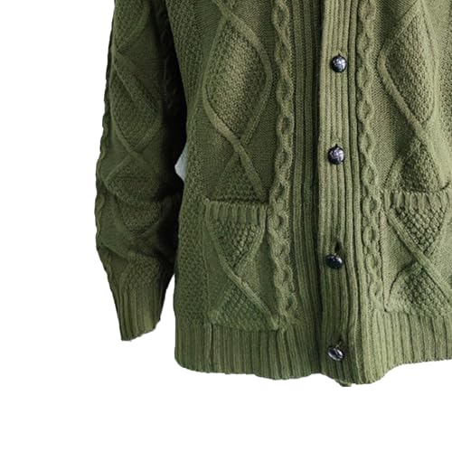 Men's Knit Cable Sweater Overcoat Long Sleeve Open Front Shawl Collar Loose Fit Cardigans with Pockets2