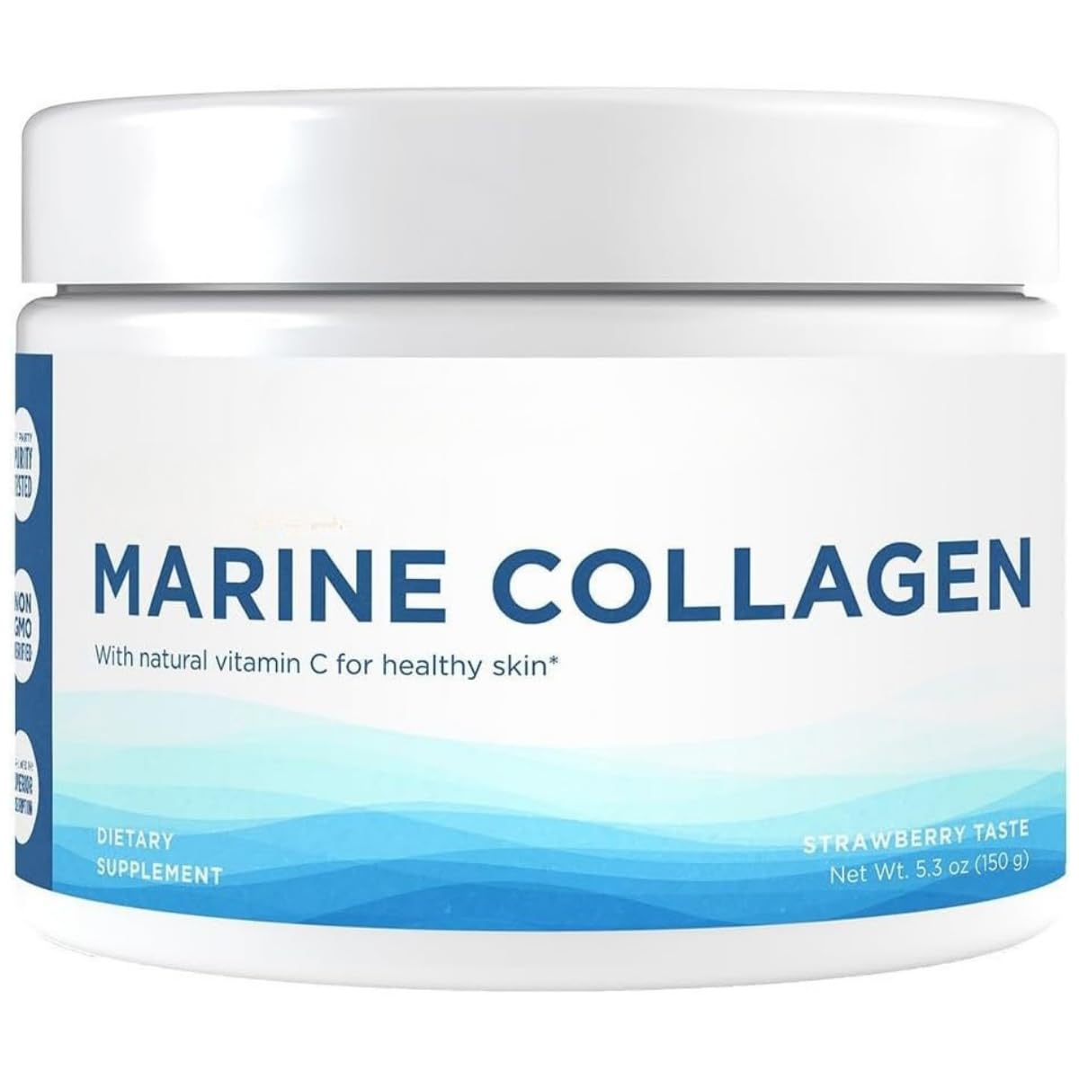 Nrdc Beuty Mar!ne Coll4gen con vitamina C en polvo, suplemento F0od, sabor a fresa, 150 g