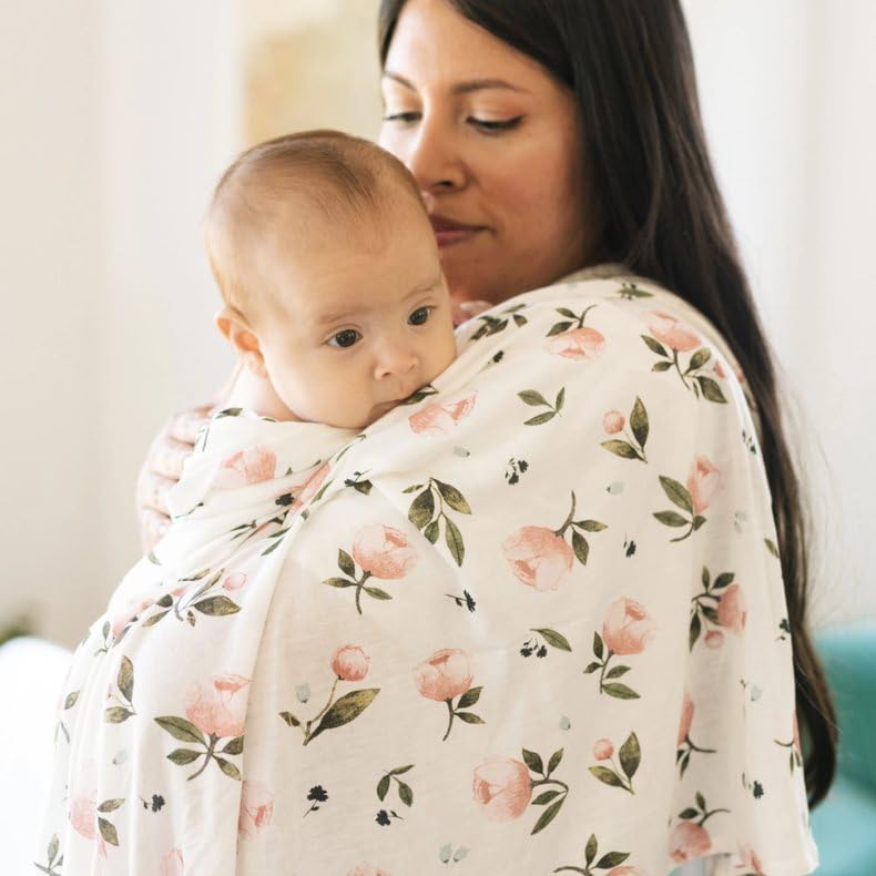 Image of Little Unicorn Stretch Knit Swaddle Blanket | Single | Super Soft | Swaddling, Burping, Nursing | Newborns and Infants | Large 47 inch x 47 inch | Machine Washable | Watercolor Rose