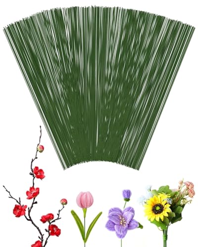 Image of XANTHIC 200Pcs Green Floral Stem Wire, 09 Inch Extra Long, 3 MM Thickness, Craft Wire for Crochet Flower Making DIY, Bouquet Craft Sticks Supplies (200)