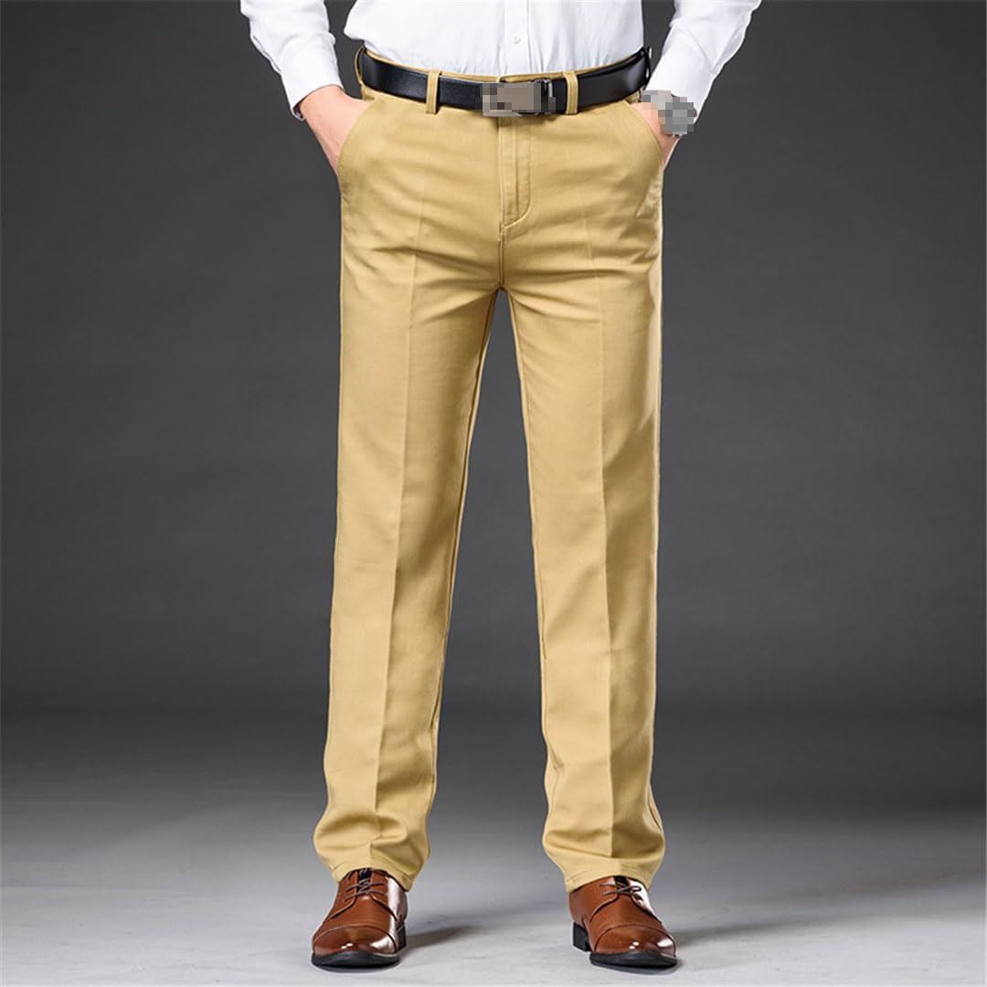 Vogrtcc Pantalones Rectos Holgados De Peso Medio para Hombre, Informales, De Negocios, De Cintura Alta, Elásticos, para Oficina