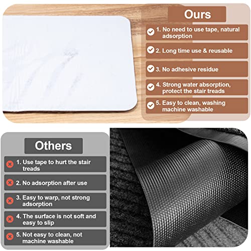 15 Pack 8"X 30" Non-Slip Carpet Stair Runners Treads For Indoor Wooden Steps With Self Adhesive Tape Safety Rug Anti Moving Staircase Covers Mats For Kids Elders And Pets Reusable Washable Adhesive #TOP2