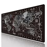 HGWALP Large Gaming Mouse Pad Black World Map Mouse Pad with Anti-Slip Rubber Base, Extended XXL Long Keyboard Pad Big Mouse Pads for Desk,31.5 X 11.8 Inch