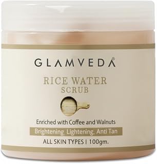 Glamveda Rice Water Brightening Face Scrub | Creamy Exfoliator Infused with Rice Extracts for Even Skin Tone (100g) Price In India
