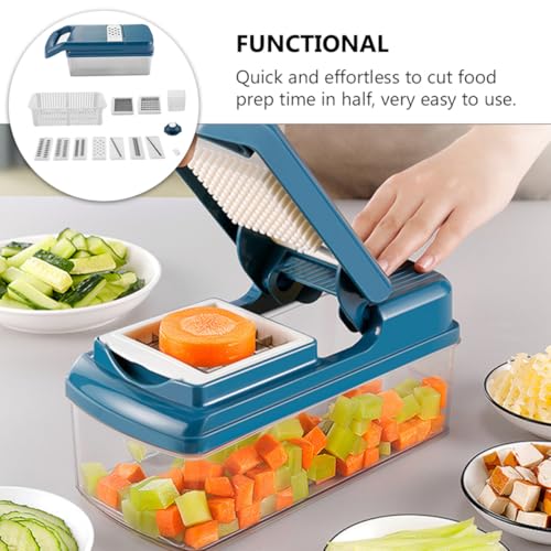 Cortadora y ralladora de cocina multifuncional azul miniatura 3