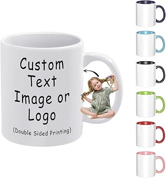 Personalized Coffee Mug with Picture or Message | Custom Photo Text and Logo Ceramic Mugs | Customized Tea Cup for Men & Women | Unique Gift Idea Green