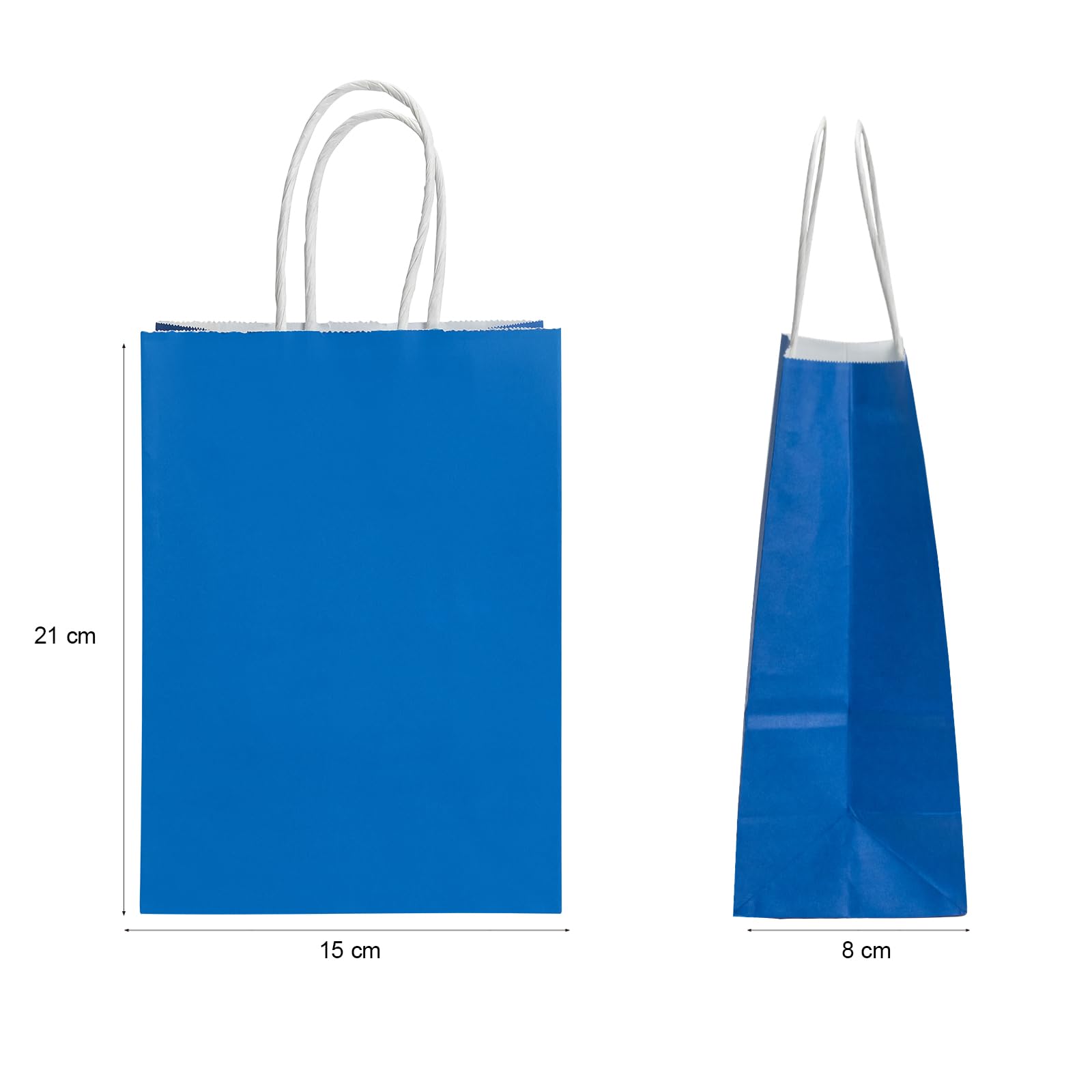16 Papier-Geschenktüten Mit Griff – Blumen & Vögel Design (Blau/Weiß), 15x21x7 Cm