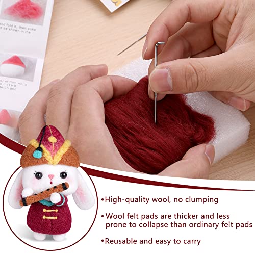 BAGERLA 1 Set Animal Wool Needle Felting Kit, Needle Felting Beginner Kits with Instructions and Needle Felting Basic Tools, Needles, Felting Foam Mat, Key Chains for DIY Felting Craft Starters - Thumbnail 3