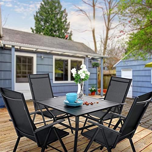 PHIVILLA Sets of 2 Garden Dining Chairs with Aluminum frame,6X Adjustable with 7 Seating Positions,High Back Folding Reclining Garden Chairs