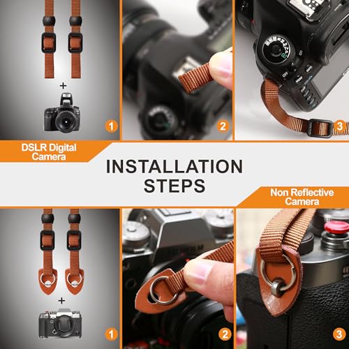 Image of Padwa Lifestyle Camera Strap - 2 inch Cowhide Head Yellow Floral Camera Straps for Photographers,Vintage Jacquard Embroidery Woven Cotton Adjustable Shoulder Neck Straps for All DSLR Cameras