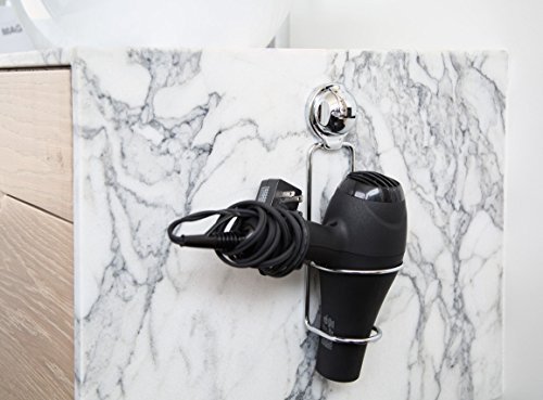 Feca Fe-B1005 Stainless Steel Hair Dryer Holder Holster Organizer With No Drilling Wall Mount Mountable Powerful Suction Cup #TOP1