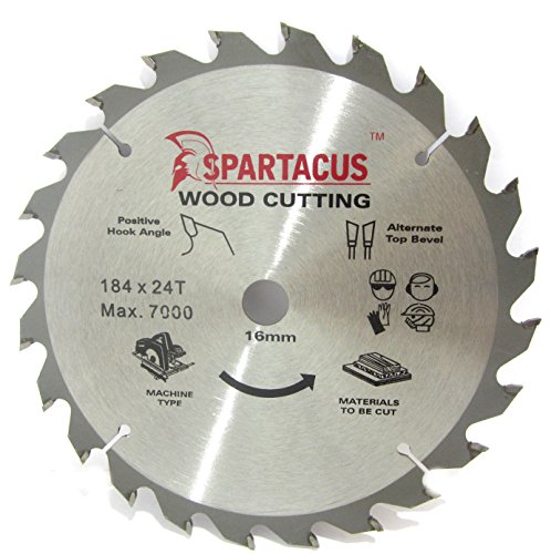 Image of Spartacus 184mm Diameter x 24 Teeth x 16 Bore Wood Cutting Circular Saw Blade Fits Makita SR1800 5801B