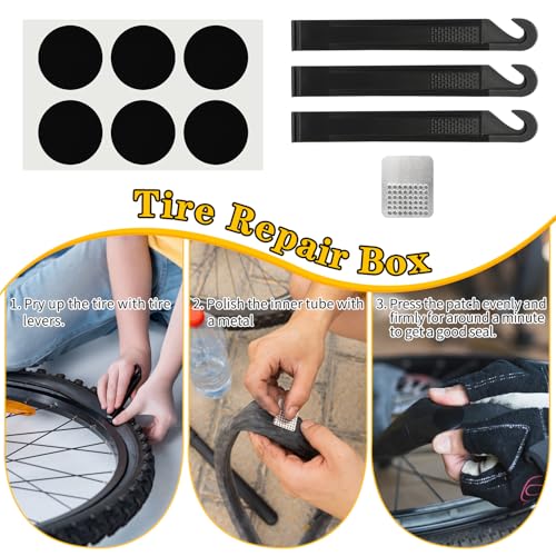 PXZBLG Bike Repair Kit, Bike Tire Repair Tool Kit, Including Bike Tire Pump, 16-in-1 Bike Multitool, Bicycle Tire Repair Accessories, Used for Mountain Bike and Road Bike - Thumbnail 6