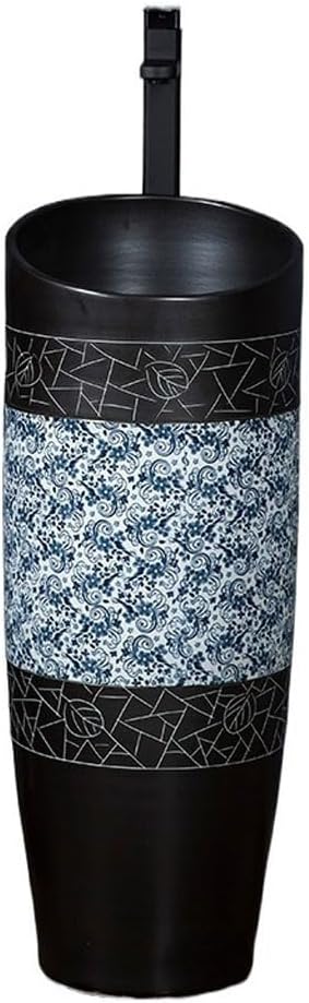 Pedestal Sinks Chinese Style Basin Retro Integrated Floor-Standing Balcony Wash Small Outdoor Courtyard Pool Bathroom Sink (A)