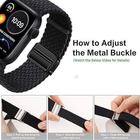 Xininyia Compatible for BIGGERFIVE Brave 2 Smart Watch Bands, 2-Pack Stretch Nylon Smartwatch Breathable Elastic Wristband Adjustable Straps for BW01 Brave / BW02 Brave 2 (22mm Large Size Version) by Xininyia - Used condition - Image 4