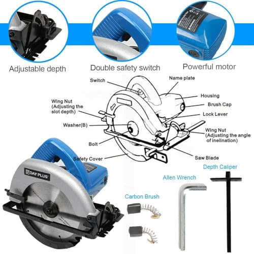 PRO Circular Saws, 2000W 5000 RPM, Bevel Angle(0 to 45°) Joint Cuts with 185mm Blade, Wood Cutting Tool, Adjustable Cutting Depth for Wood and Logs Cutting 2 PRO Circular Saws, 2000W 5000 RPM, Bevel Angle(0 to 45°) Joint Cuts with 185mm Blade, Wood Cutting Tool, Adjustable Cutting Depth for Wood and Logs Cutting - Image 2