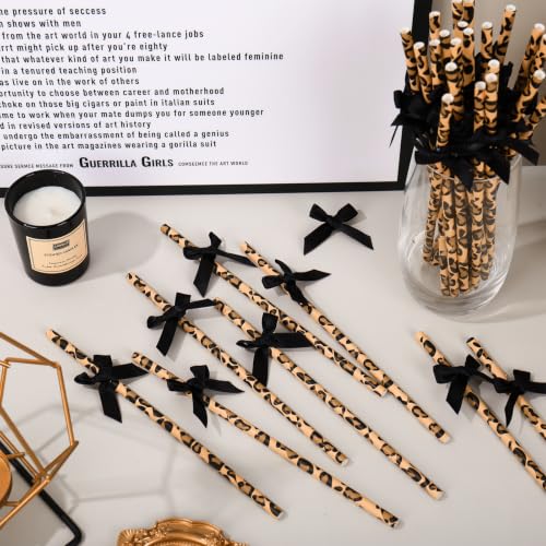 50 pitillos de papel con diseño de leopardo 7.8 pulg miniatura 3