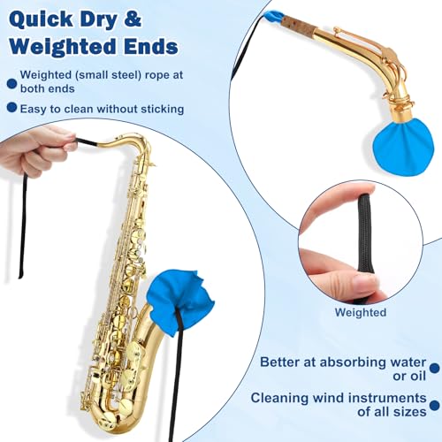 Saxophone Cleaning Kit with Storage Bag, Clarinet Cleaning Kit with Maintenance Kit Including 2 Microfiber Cleaning Swabs,16 Mouthpiece Cushions,Mouthpiece Brush, Dust Brush,Thumb Cushion&Pad Dryers