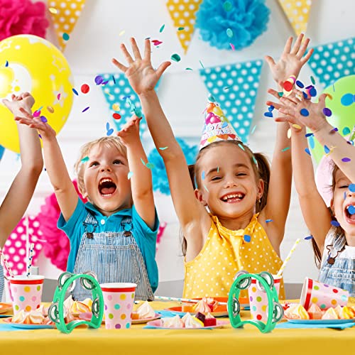 Yunsailing 50 Pieces Tambourine Bulk for Kids Adults 4 Bells Percussion Hand Colored Noise Makers Tambourines Preschool Musical Instruments Set for Church Party Operation Christmas Gifts Items - Thumbnail 6