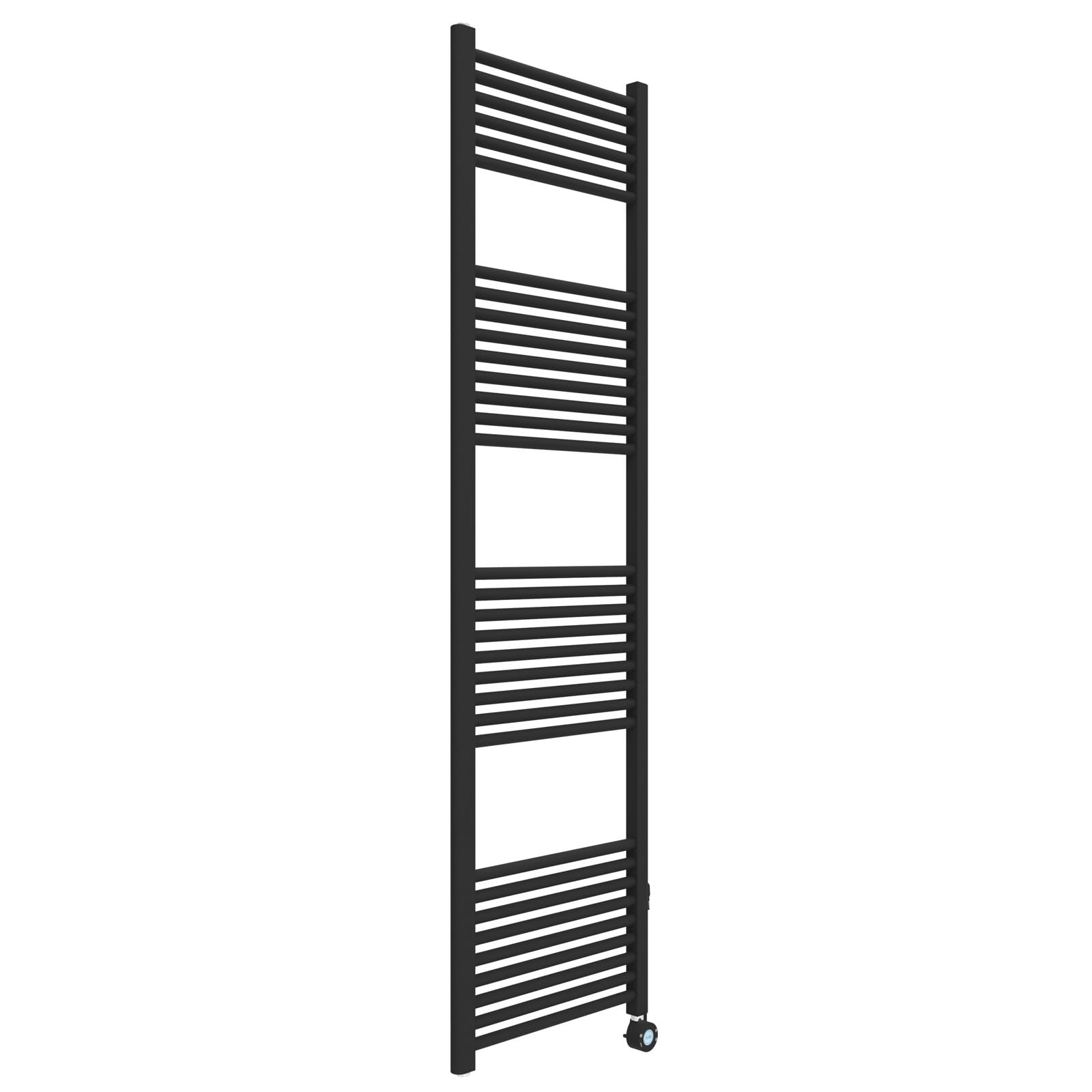 ERCOS ELETTRA Scaldasalviette Elettrico Nero Opaco con Cronotermostato Digitale, Piatto, per Interno, con Cavo Elettrico, 45x50x180 cm, Bagno, Montaggio a Parete
