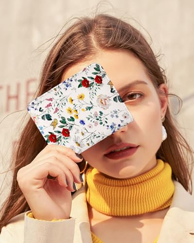 Image of Bistup Leather 12 Slot Accordion Card Holder Wallet, Vintage Flower | Accordion Storage, Zipper Around Closure, Compact Patterned Wallet for IDs, Cards, Cash, Daily Carry and Gifts