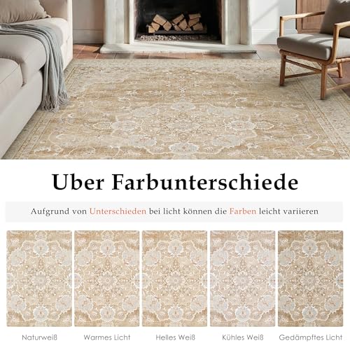 PureCozy Braun Teppich Wohnzimmer 160x230cm Waschbarer Wohnzimmerteppich – Ansicht 2