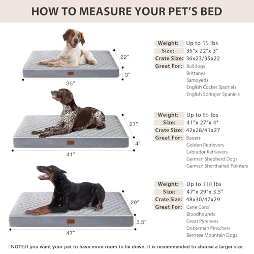 Image of WNPETHOME Orthopedic XL Dog Bed for Crate, Waterproof Extra Large Dogs Bed with Removable Washable Cover, Multi-Needle Quilting Dogs Crate Bed