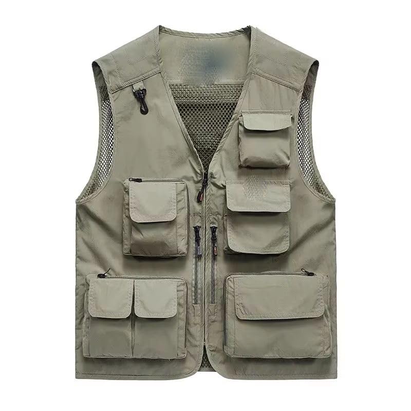Chaleco para hombre multibolsillos exterior ligero de primavera chaleco de hombro pesca 3
