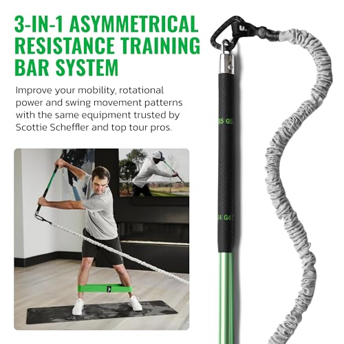 Image of GolfForever Swing Trainer - Golf Fitness & Training System for Strength, Flexibility & Swing Power - Includes Membership & Premium Training Bar for Golf-Specific Workouts