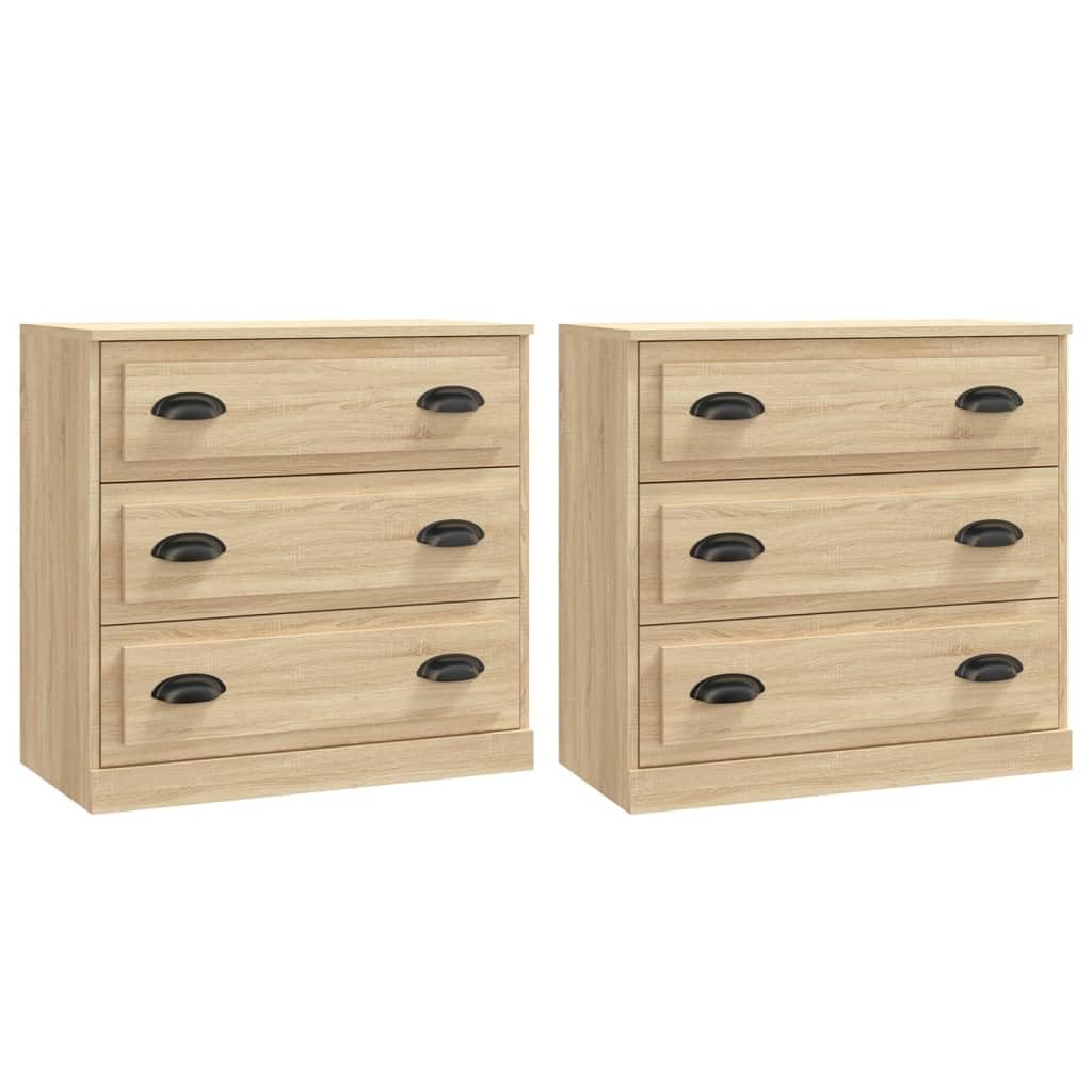 Kredensy 2 szt. dąb Sonoma materiał drewnopochodny, 70 x 35,5 x 67,5 cm, trwała szafka do przechowywania do salonu, jadalni, biura, odporna na wilgoć, klasyczne przechowywanie