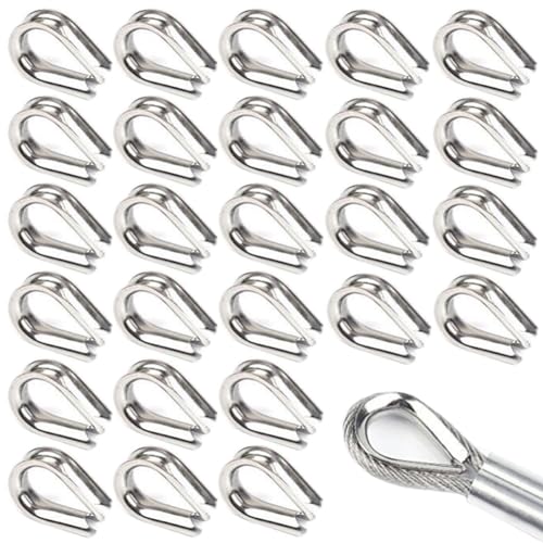 50 Pièces M4 Cosses de Câble Métallique en Acier Inoxydable 304 Cosse Coeur pour Cable Acier...