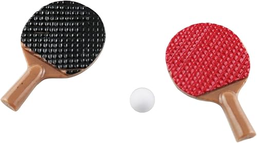 TAODAN Mini raqueta de tenis de mesa 3 en 1 112 con muebles de simulación de pelota juguetes de ping-pong decoración de casa de muñecas 2 raquetas 1