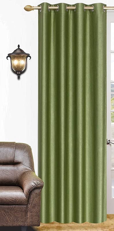 Image of The Elegant Rooms Premium Thick Polyester Long Crush Curtains (Green, 9 Feet) - Set of 1