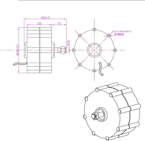 Miniatura 8 de 800W Permanent Magnet Generator With Rectifier 12V 24V 48V Low Speed 3 Phase Gearless Synchronous Alternator Dynamo for Water Wind Turbine (Single