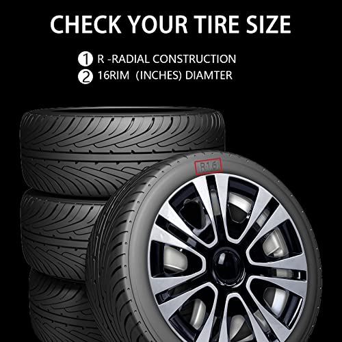 Prijesse Auto Hubcap Set, R16 Hubcap Wheel Cover Replacement, 16 Inch Snap On Wheel Cover Kit, Universal Wheel Rim Cover Fits Toyota Vw Chevy Chevrolet Honda Mazda Dodge Ford... (Set Of 4) #TOP1