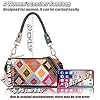 Karoukee Damen Kleine Rindsleder Handtasche, Stilvolle Tornistertasche mit Patchwork Design, Leicht zu Tragen Umhängetasche, Bunte Schultertasche für Frauen #2