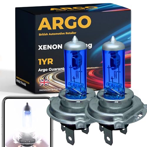 Argo H4 Headlight Bulbs 100w Xenon White 6000k 12v Car Headlight Bulb High Low Dipped Main Beam Headlamp Super Bright Halogen Upgrade Car Light Bulbs 472 P43t 472c Headlight Bulbs