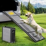 BACOENG Rampa para Perros Coche Plegable, 160cm Rampa para Perros portátil para Perros Grandes con Alfombra Antideslizante, Disponible para camión, Coche, SUV, Soporta hasta 110 KG