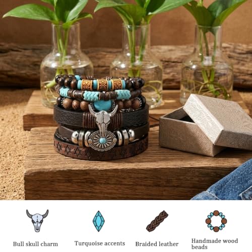 Image of GUSTAVE Bracelet for Man Punk Rock Studded Bracelets Black Leather Cuff Bracelet for Men Women Adjustable Goth Bracelets 80s Retro Style Wristband Halloween Party Accessories