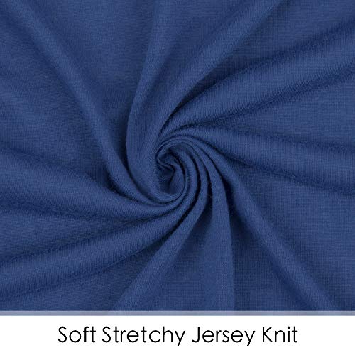 Image of Changing Pad Cover Set in Soft Jersey Material - Fits 32 inch /34''x16 Contoured Pad for Babies, Navy Blue & Lt Green